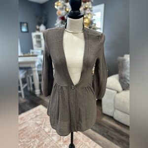 Vintage Abercrombie & Fitch Brown Knit Cardigan Y2K Preppy Bella Swan Babydoll L